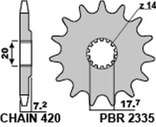 Pbr Zębatka Przednia 2335 14 18Nc Yamaha Yz 65 18-20 Łańc. 420 Jtf1558.14 M