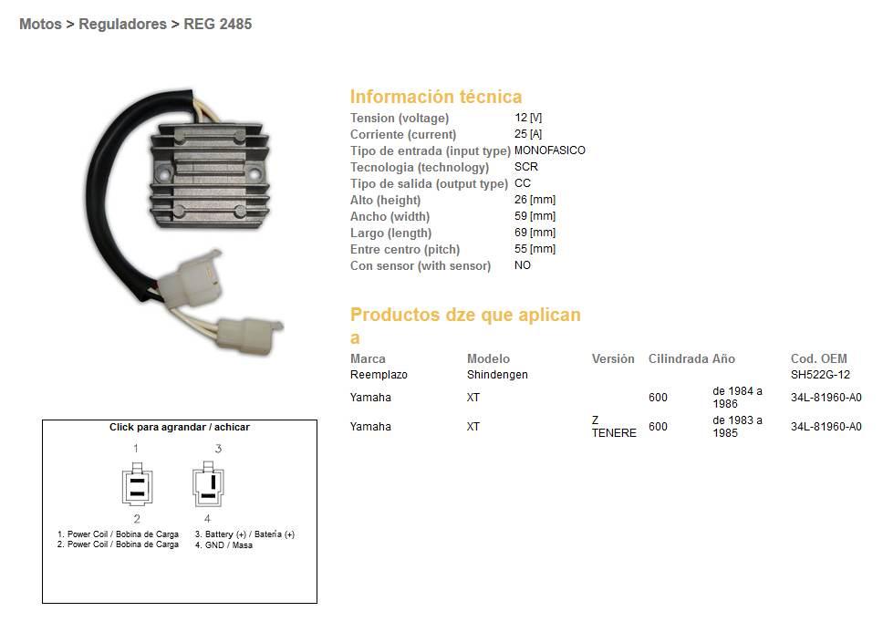 Dze Regulator Napięcia Yamaha Xt 600Z Tenere '83-'86 34L-81960-A0 Sh522G-12 - zdjęcie 2