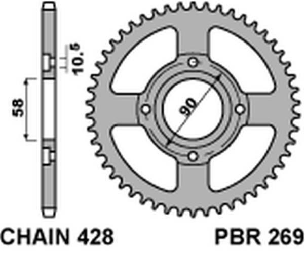 Pbr Zębatka Tylna 269 44 C45 Honda Daelim Vc 125S 96-99 Łańc. 428 Jtr269.44