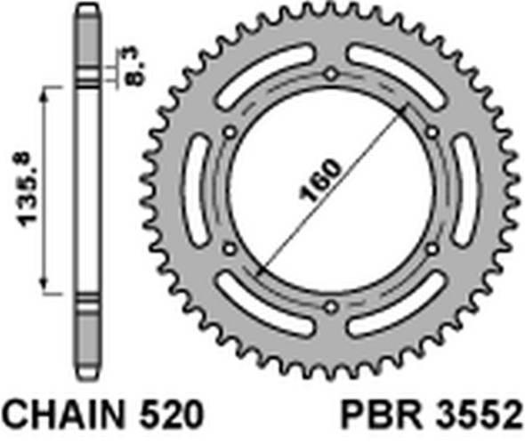 Pbr Zębatka Tylna Aluminiowa Ergal 3552 38 Aprilia Etx 125 '84 Bmw G310 R '