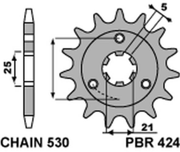 Pbr Zębatka Przednia 424 15 18Nc Suzuki Gt 380/550 750=+1 Łańc. 530 Made In