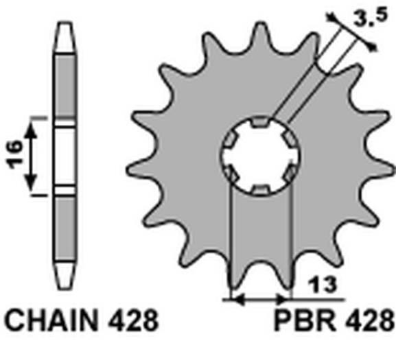 Pbr Zębatka Przednia 428 12 Suzuki Jr 50 82-04 Łańc. 428 Made In Italy