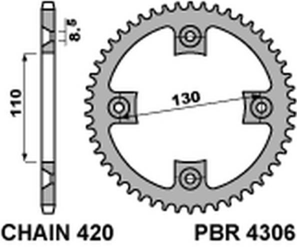 Pbr Zębatka Tylna 4306 55 Honda Cr 80/85 Jtr215.55 * Łańc. 420