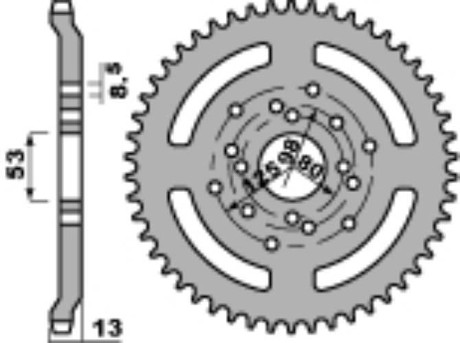Pbr Zębatka Tylna 4331 53 F Derbi 50 Senda 96-99 Łańc. 420