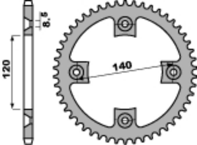 Pbr Zębatka Tylna 4354 39 C45 Kawasaki Tecate 250 84-88 Łańc. 520 Jtr1413.3