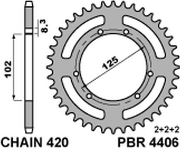Pbr Zębatka Tylna 4406 53 F Derbi Senda 50R/Sm 00-12 Łańc. 420 Jtr1132.53