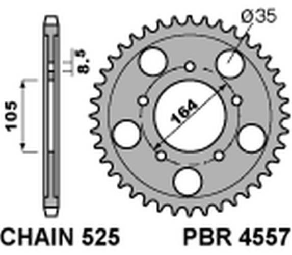 Pbr Zębatka Tylna 4557 48 C45 Gilera Gp 800 '09-'13, Aprilia Srv850 '12 +1