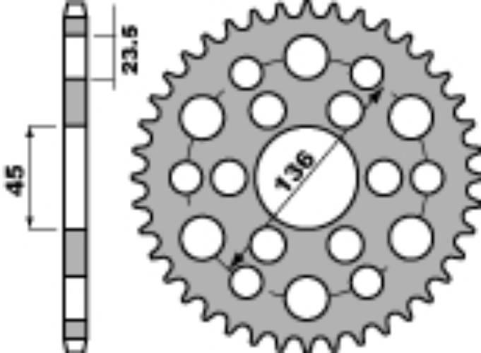 Pbr Zębatka Tylna 4569 45 C45 Yamaha 250 Tricker 06-08, Xg 250 Tricker Łańc