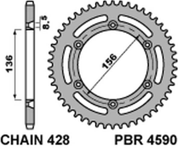 Pbr Zębatka Tylna 4590 59 C45 Husqvarna Te 125 4T 10-'13 Łańc. 428