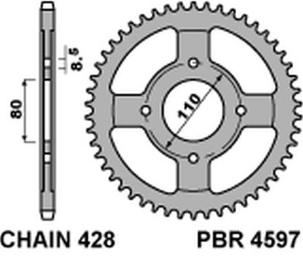 Pbr Zębatka Tylna 4597 42 C45 Honda Cbf 125 09-14 Jtr1219.42 Łańc. 428 Made