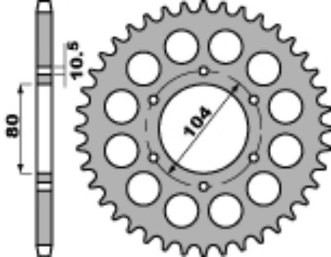 Pbr Zębatka Tylna 488 41 C45 Kawasaki Zx 9R 98-01 Jtr488.41 Łańc. 530 Made
