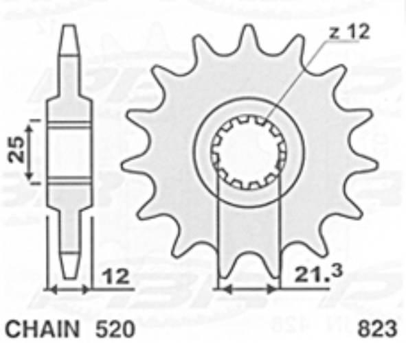 S Zębatka Przednia 823 15 Husqvarna 125/240/250/350/400/430/500 '83-'89, Hu