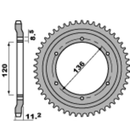 Pbr Zębatka Tylna 827 47 F Yamaha Tzr 125R 91 Łańc. 428 Made In Italy