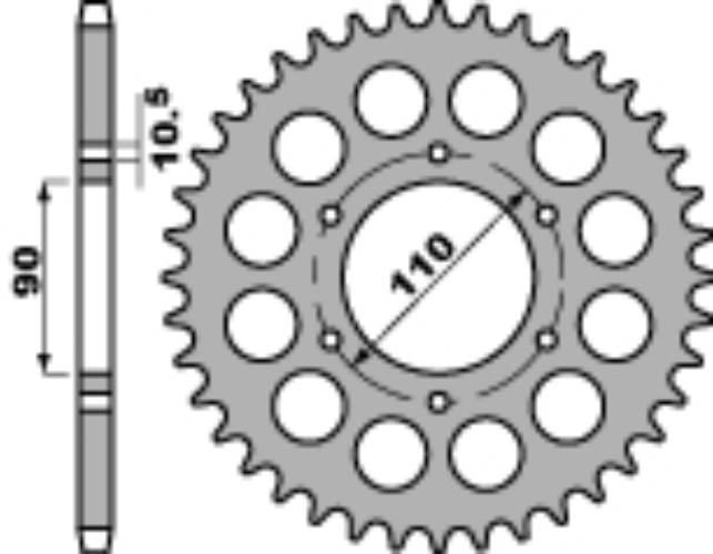 Pbr Zębatka Tylna 850 33 C45 Yamaha Xs 650 75-81 Łańc. 530 Jtr850.33 Made I