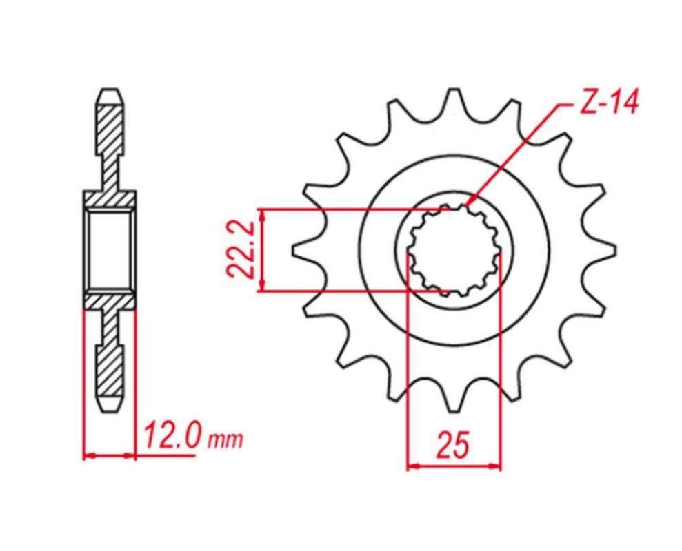 Grosskopf Zębatka Przednia 2102 14 Gas Gas Ec 125/200/250/300/400/450/515 '