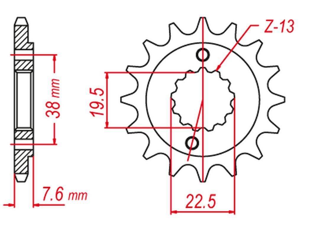 Grosskopf Zębatka Przednia 2116 13 Suzuki Ltr 450 '06-'10, Ltz 400 '03-'12