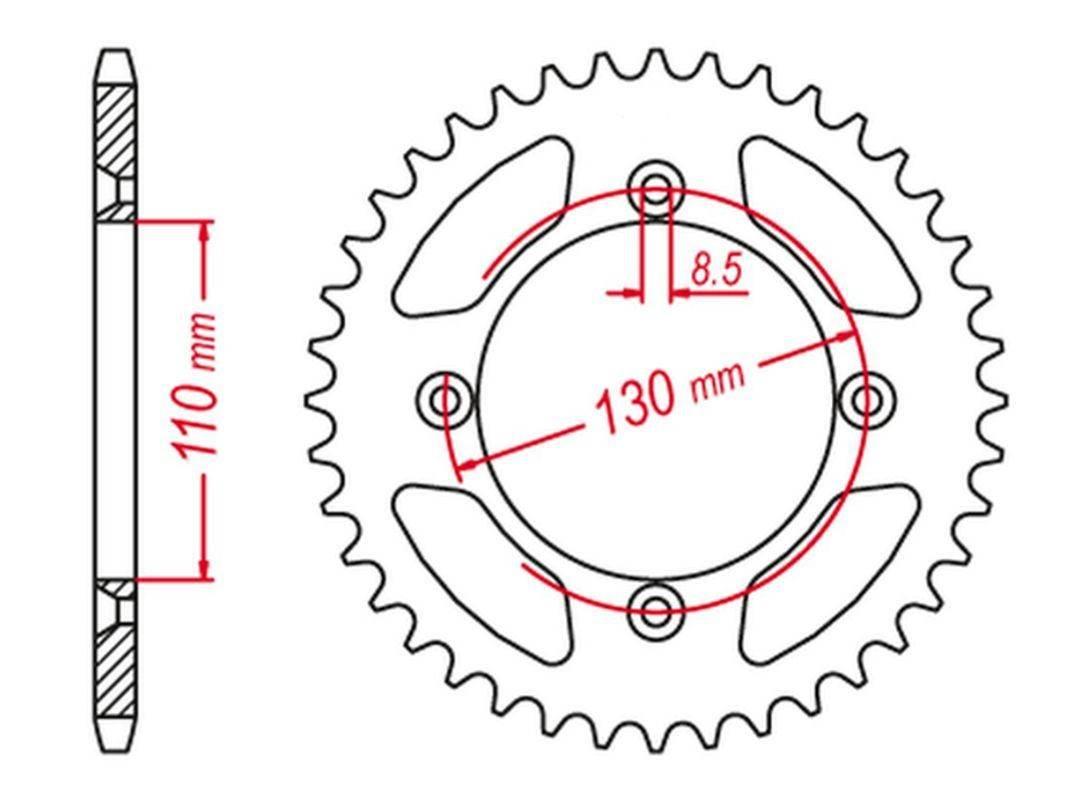 Grosskopf Zębatka Tylna Aluminiowa T7075 Ergal Kolor Czarny 249 56 Honda Cr