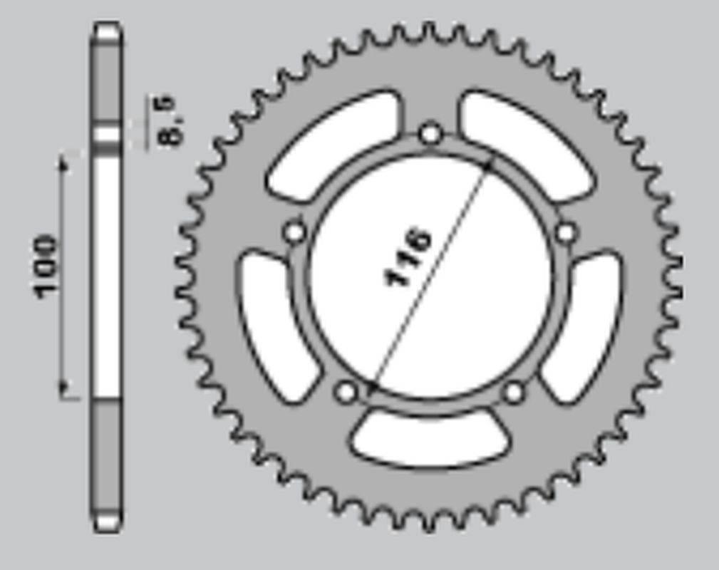 Grosskopf Zębatka Tylna Aluminiowa Kolor Srebrny 464 51 Kawasaki Kx 60 '83-