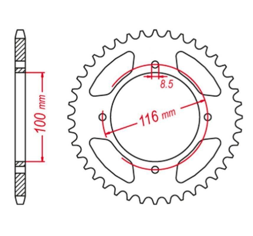 Grosskopf Zębatka Tylna Aluminiowa Kolor Czarny 467 53 Kawasaki Kx 80 '98-'
