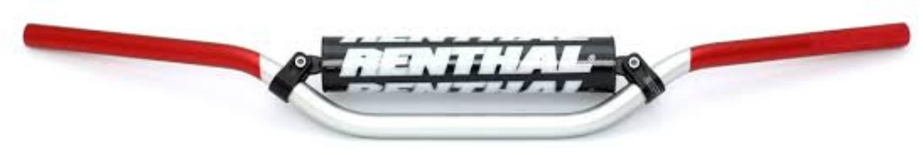 Renthal Kierownica 7/8 Cala 22Mm Mx Handlebar Silver/Red Rc High Padded Pad