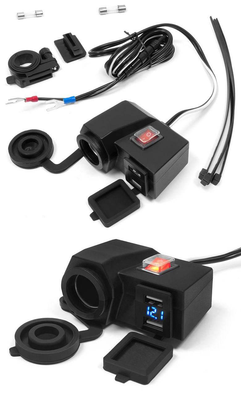 Biketec Motocyklowe Gniazdo Zapalniczki Z Dwoma Gniazdami Usb Z Wyłącznikie