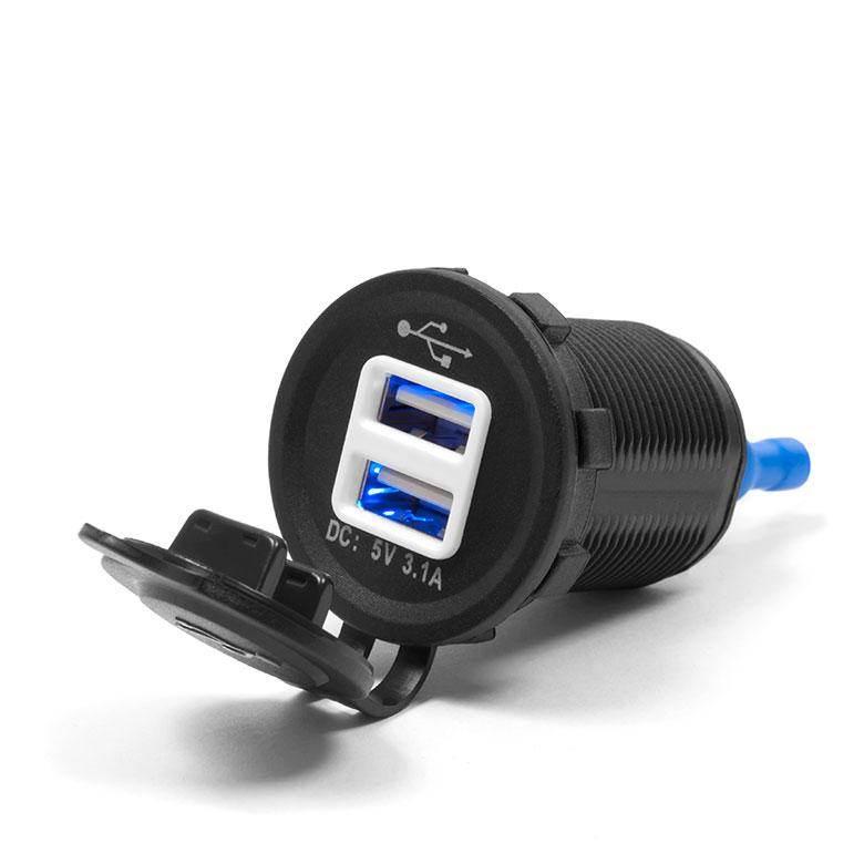 Biketec Motocyklowe Podwójne Gniazdo Usb Z Podświetleniem Montaż Na Powierz
