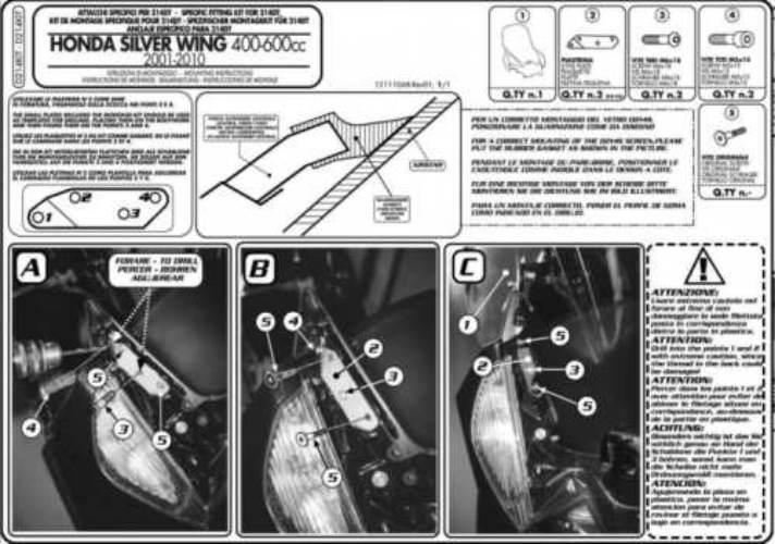 Kappa Mocowanie Szyby 214Dt Honda Silverwing 400-600Ccm 01-10