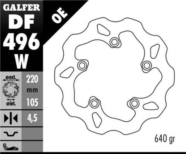 Galfer Tarcza Hamulcowa Tył Yamaha R6 03-16, R1 04-14 220X105X4,5 Wave Ng90