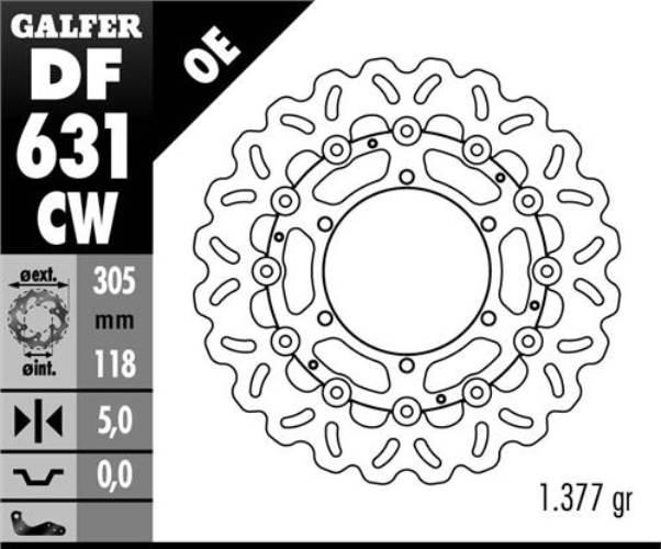 Galfer Tarcza Hamulcowa Przód Bmw K100/K1100/R850/R1100 305X118X5 Wave