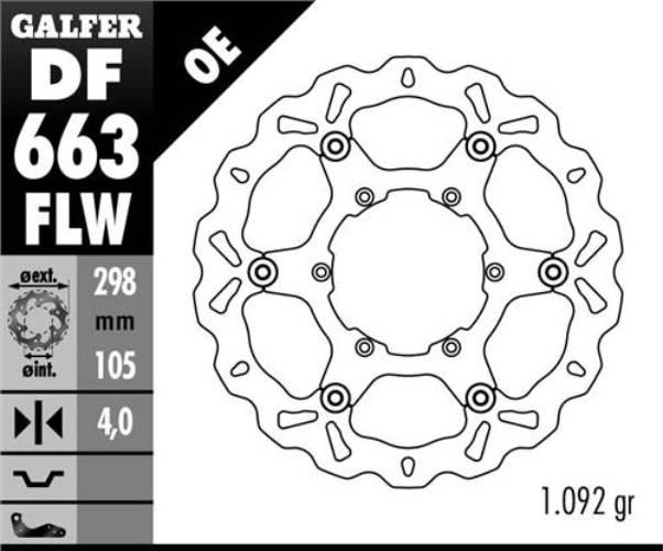 Galfer Tarcza Hamulcowa Przód Bmw F 650/700/800 Gs 93-13 298X105X4 Wave
