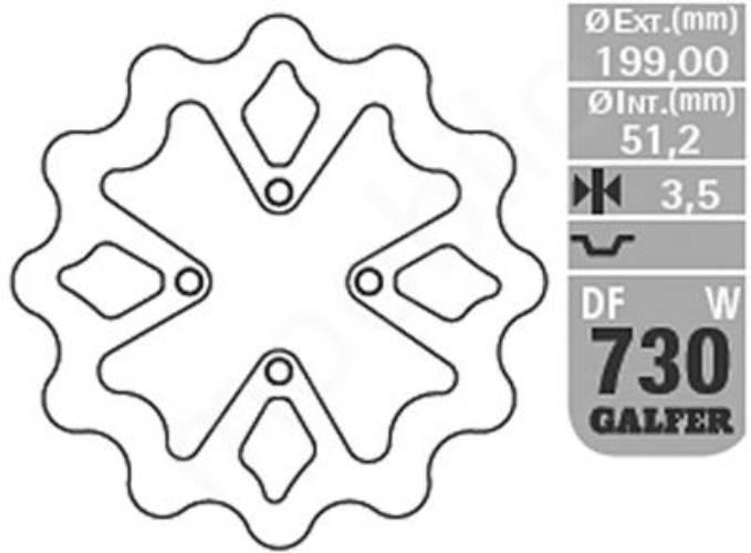 Galfer Tarcza Hamulcowa Tył Yamaha Yfz 450 '03-05 199X51,2X3,5Mm
