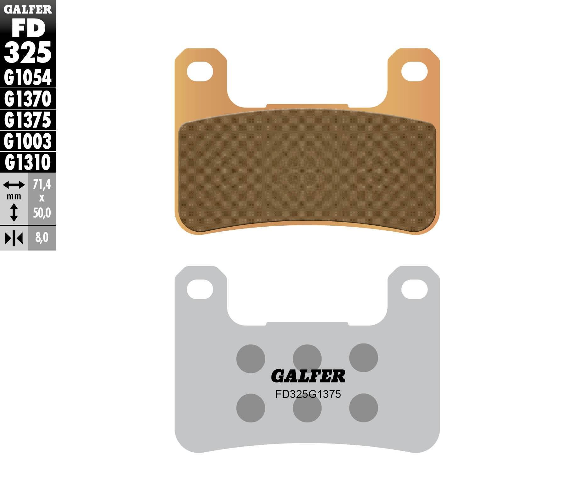 Galfer Klocki Hamulcowe Kh379 Spiek Metaliczny Złote Sport, Przód Kawasaki/