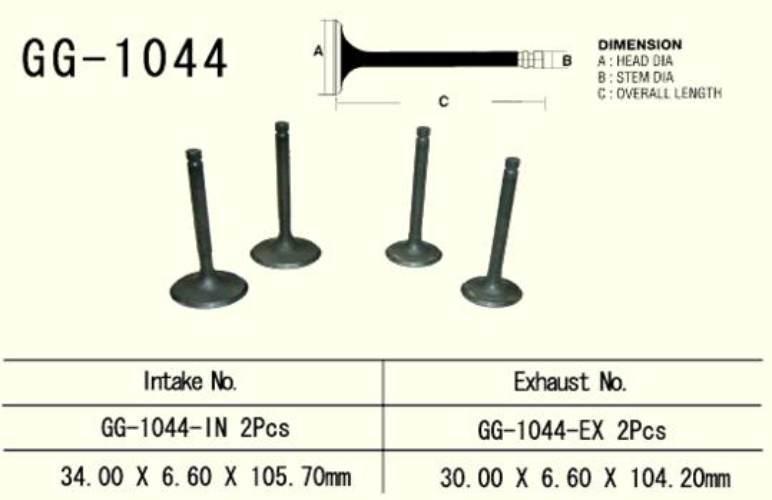 Vesrah Zawór Wydechowy Honda Xl 600R '85-'87 30,0X6,6X104,2 Mm Oem: 14721-M