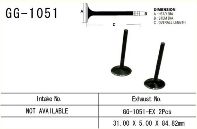 Vesrah Zawór Wydechowy Honda Crf 450R '02-'07 31,0X5,0X84,82 Mm Oem: 14721-