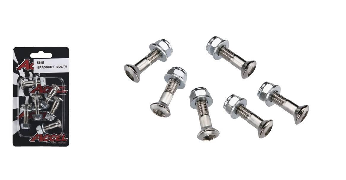 Accel Komplet Śrub Zębatki Tylnej Z Nakrętkami 6 Szt. M8X34Mm