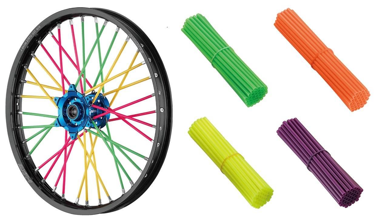 Accel Nakładki Na Szprychy Kolor Żółty Fluo - Komplet Na Dwa Koła 2 X 38 Sz