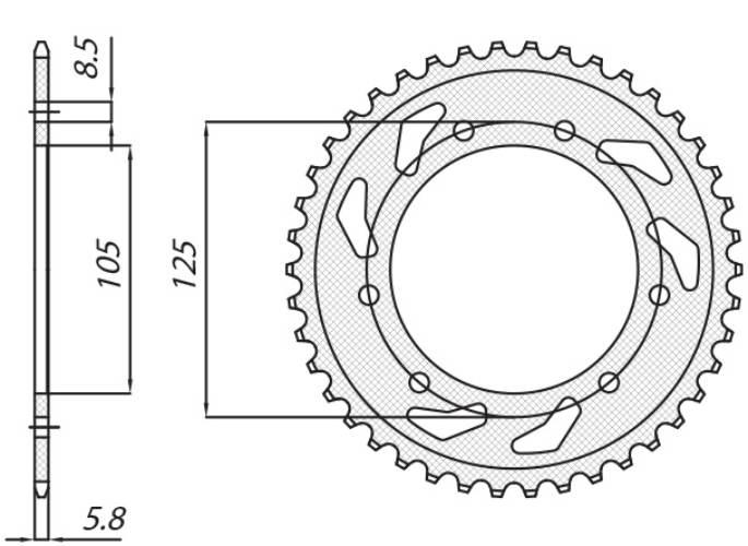 Sunstar Zębatka Tylna 4402 53 Derbi Senda 50R/Sm, Aprilia Rx 50, Mbk 50 Jtr