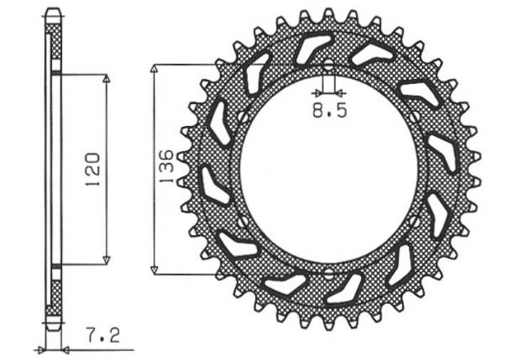 Sunstar Zębatka Tylna 4324 57 Yamaha Tdr 125 '93-'99 Jtr1847.57 Łańc. 428 4