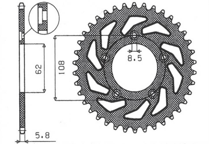 Sunstar Zębatka Tylna 714 43 Aprilia Rs 125 '93-'05 Jtr701.43 * Łańc. 520 7