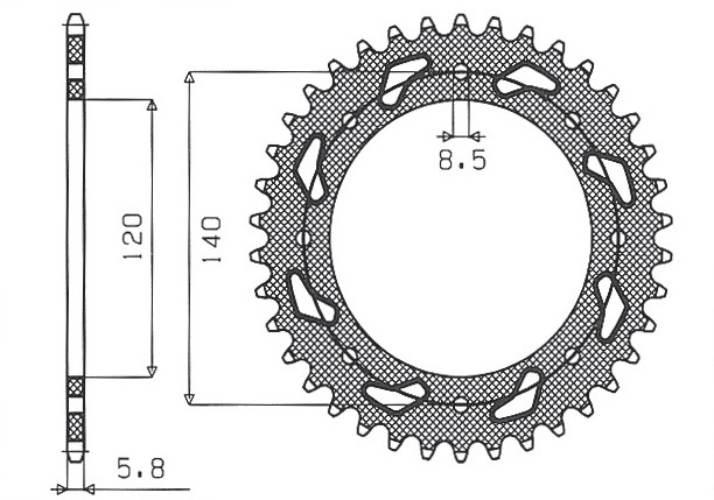 Sunstar Zębatka Tylna 491 46 Kawasaki Kle 500 '91-07 Jtr487.46 Łańc. 520 49