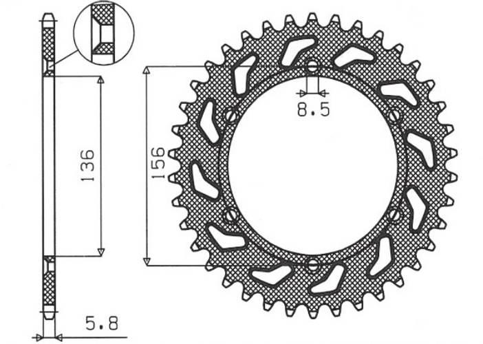 Sunstar Zębatka Tylna 702 49 Husqvarna Sms 125 '01-12, Suzuki Dr 250 90-03