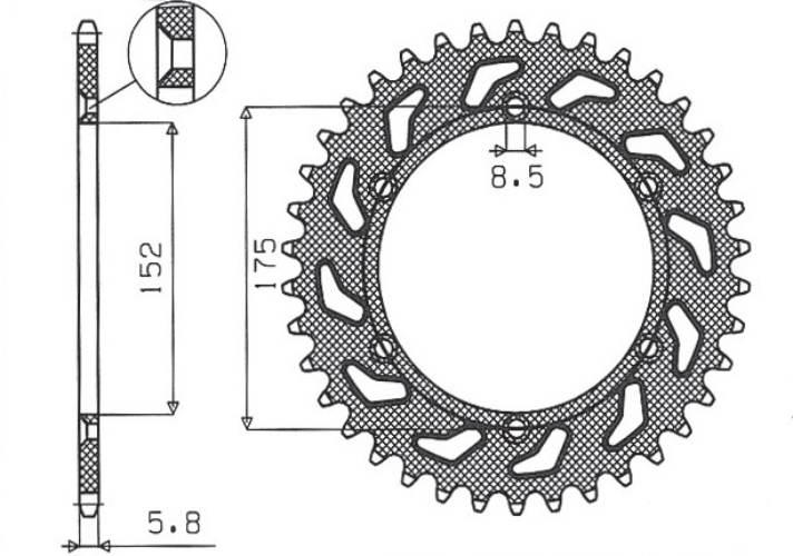 Sunstar Zębatka Tylna 856 44 Yamaha Tt600 R '98-'03, Tt600S '93-'95 Jtr853