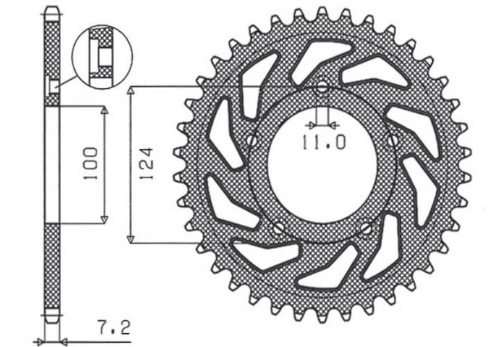 Sunstar Zębatka Tylna 4443 38 Ducati 749 '03-'06 Jtr744.38 Łańc. 525 444338