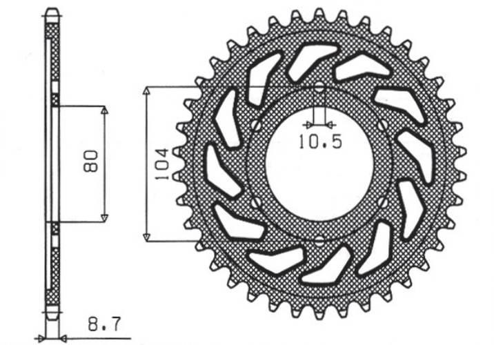 Sunstar Zębatka Tylna 488 42 Kawasaki Zrx 1200 R/S 01-06, Zxr 750 91-92 Jtr