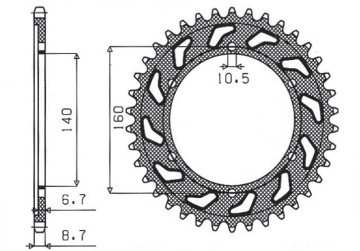 Sunstar Zębatka Tylna 502 44 Kawasaki Gpx 750R, Gpz 750/900/1100, Zrx/Zzr 1