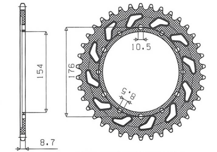 Sunstar Zębatka Tylna 4434 43 Honda Vfr750, Vfr800 V-Tec '02-'14, Vfr800X C
