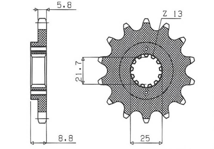 Sunstar Zębatka Przednia 525 16 Kawasaki Gpz500S '87-'05 Jtf512.16 Łańc. 52