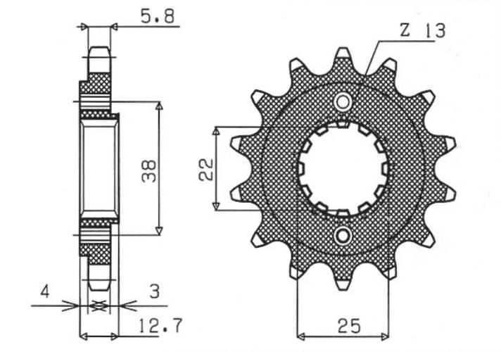 Sunstar Zębatka Przednia 511 15 Kawasaki Klr 650 '90-'14 Jtf511.15 Łańc. 52