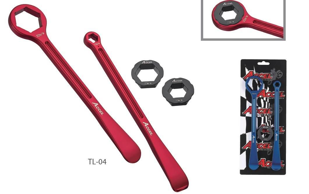 Accel Komplet Łyżek Do Opon 23+24Cm Alu7075 Kute Z Kluczami 10,12,22,27,32