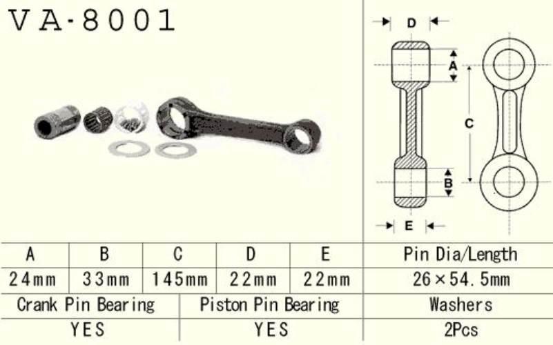 Vesrah Korbowód Kawasaki Kx 500 Kx500 '85-'04 Va8001 Made In Japan